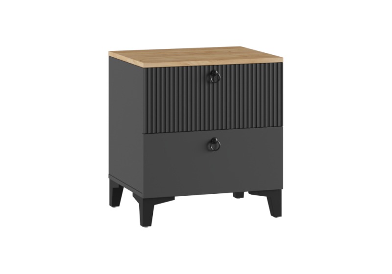 Тумба прикроватная Ника ПВШ эйхория QR-17 / графит / дуб делано (40x41x61,6). 