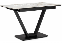 Керамический стол Бугун 120(160)х80х77 белый мрамор глянец / черный (80x77)