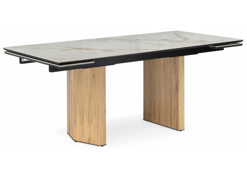 Керамический стол Монерон 180(240)x90 calacatta gold / дуб монтана (90x77). 