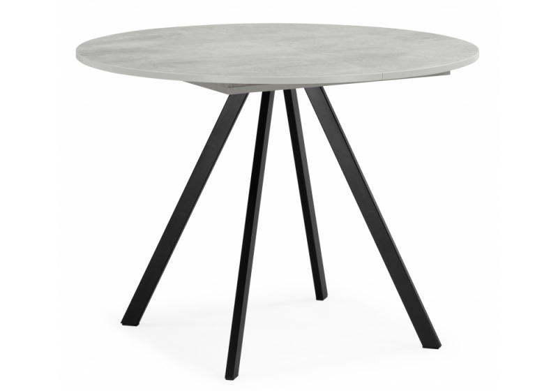 Стол деревянный Карпер 90(120) бетон метрополитан / черный матовый (90x75). 