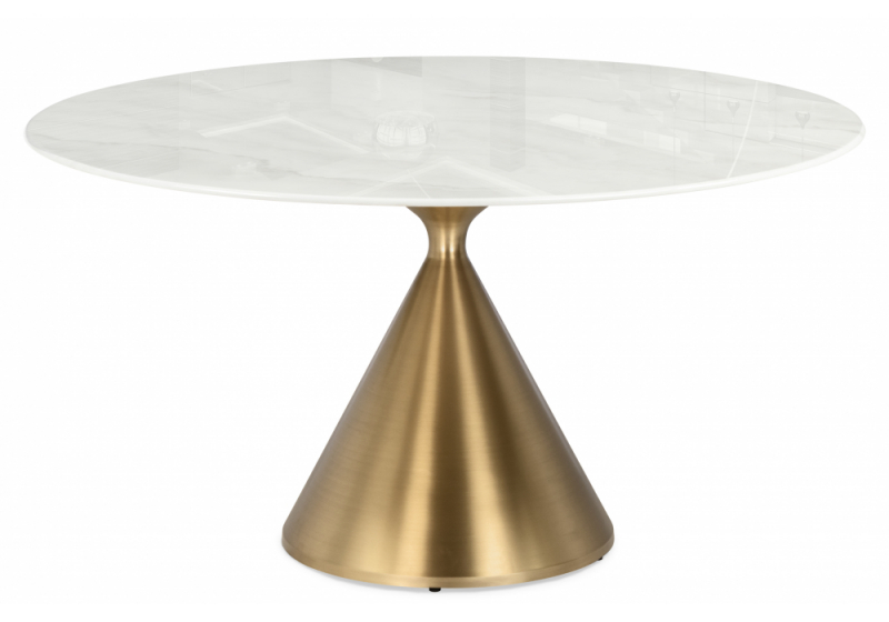 Керамический стол Jaklin 130x73 белый мрамор / сатинированное золото (130x73). 