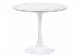 Керамический стол Тулип 90х74 белый мрамор / белый