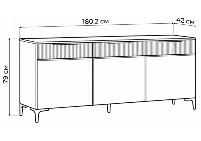 ТВ-тумба Иадама 3-ств. графит / графит софт (180,2x42x79)