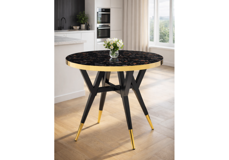 Стол деревянный Selina 80х72 black / gold (80x72)